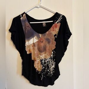 Free People Black Floral Blouse